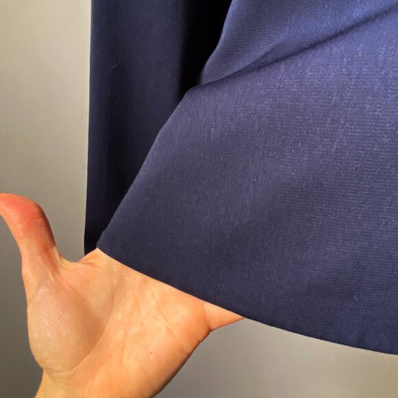 🍂 90s Vintage Navy Blue Minimalist Tailored Fitted Stretchy Blazer - Picture 4 of 7